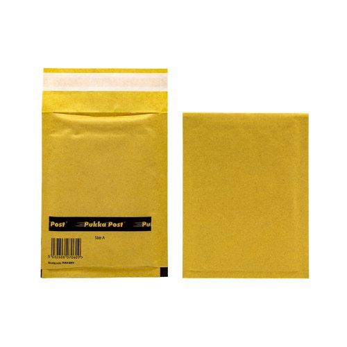 Pukka Post & Packaging Bubble Lined Envelopes Gold Peel and Seal Size A 120mmx175mm (Pack 10) - 7060-ENV(10)