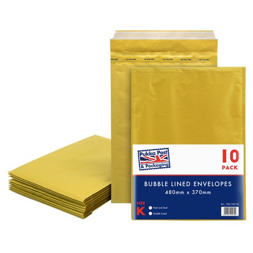 Pukka Post & Packaging Bubble Lined Envelopes Gold Peel and Seal Size C 170mmx225mm (Pack 10) - 7062-ENV(10)