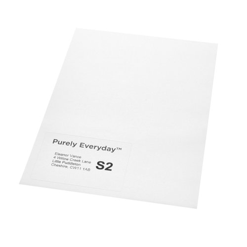 Purely Everyday A4 Single Integrated Label S2 One Integral Hotmelt Label 110 x 76mm White (Pack 1000)