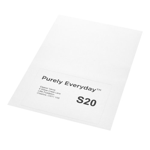 Purely Everyday A4 Single Integrated Label S20 One Integral Hotmelt Label 160 x 105mm White (Pack 1000)