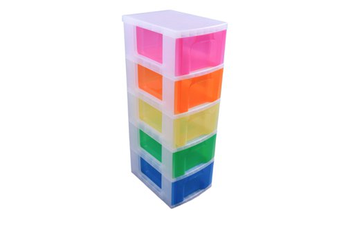 Really Useful Storage Tower 5x12L Rainbow Drawers - DT 5x12CLASSCB