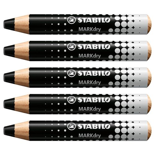 Stabilo Markdry Classpack 30 Pens Black + 2 Sharpeners UK/648-30-1