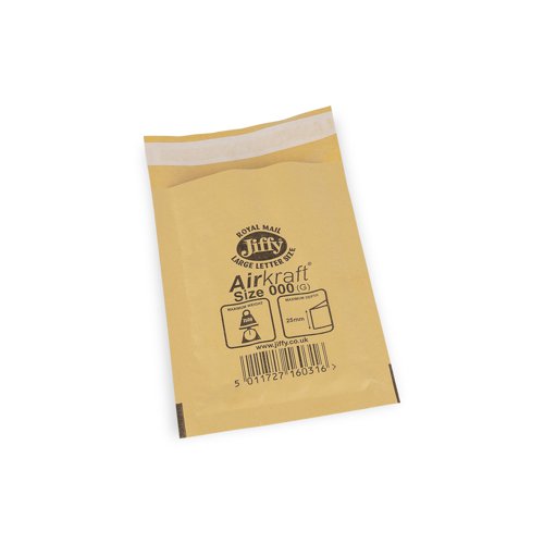 Jiffy Airkraft Mailers 000 Gold Int 90x145mm Ext 120x160mm Box 200