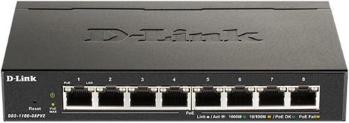 8DLDGS110008PV2B | The DGS-1100 Smart Series includes a range of high power budget PoE-enabled switches for businesses looking to power larger deployments of VoIP phones, wireless access points or network cameras.The DGS-1100's web user interface is an easy way to manage Layer 2 features, such as VLANs, Spanning Tree Protocol (STP), link aggregation (static). With powerful security features like IGMP snooping, Static MAC, and Storm Control, the DGS-1100 Smart family is a versatile solution for environments that require easy to deploy and easy to configure solutions without added complexities.