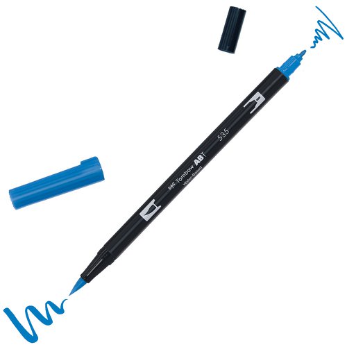 Tombow ABT Dual Brush Pen Water Based Brush Pen with Two Tips Cobalt Blue (Single Pen) - ABT-535