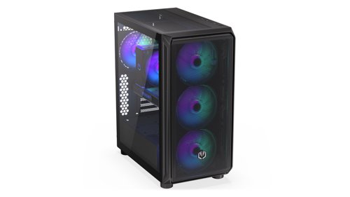 8ENDEY2A011 | PC cases are our thing. We’ve put our best solutions (including 4 Stratus 140 PWM ARGB fans) into the ARX 500 ARGB. As a result, you get one of ENDORFY’s largest cases (it’s 486x228x429 mm).The case has enough space to fit a tall cooling system (up to 179 mm), 7 fans, and most graphics cards (up to 350mm),The exterior looks cool, too - with the tempered glass window and finely perforated steel panels (front and top) that act as filters.