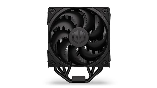 8ENDEY3A011 | Fera 5 Black means highest cooling quality in its class and pleasantly quiet operation, even when your computer is working its hardest. Every element - from a Fluctus 120 PWM with an optional semi-passive mode and profiled blades with a wavy edge, to four heat pipes connecting the base to an asymmetrical heat sink - is a deep black hue. This will ensure Fera 5 Black looks great with every PC.Our cooler is compatible with AMD and Intel bases - thanks to the frame, installing it will take you less time than reading this description. Even if it's your first time installing components.