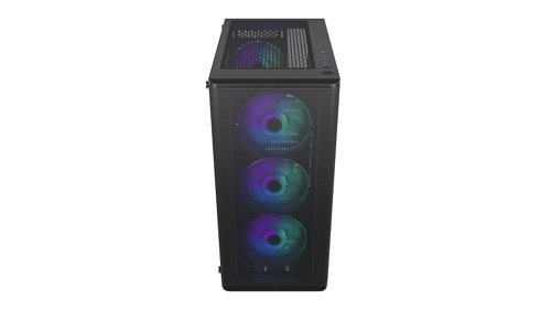 8ENDEY2A014 | If you're looking for a roomy (440x216x373 mm) fortress PC case for your components, the Ventum 200 ARGB is for you. Not only does it keep your components pleasantly cool, but it also looks epic.Among other things, the PC case accommodates a full ATX-size motherboard and 3x 2.5” drives (or 1x 3.5'' and 2x 2.5'' drives). Additionally, you'll able to fit a liquid cooling system with a 360 mm radiator on the front panel and a 240 mm radiator on the top. There's also room for 7 fans - including 4 Stratus 120 PWM ARGB fans you get for a good start - with the PWM splitter you can control them from a single motherboard connector.