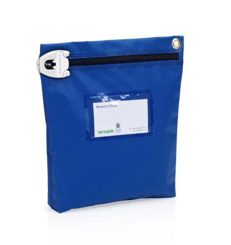 Versapak Reusable Secure Cash Bag With T2 Locking Mechanism Medium 267x267x50mm (Opening Size: 190mm) Blue - CCB1-T2-BLUE