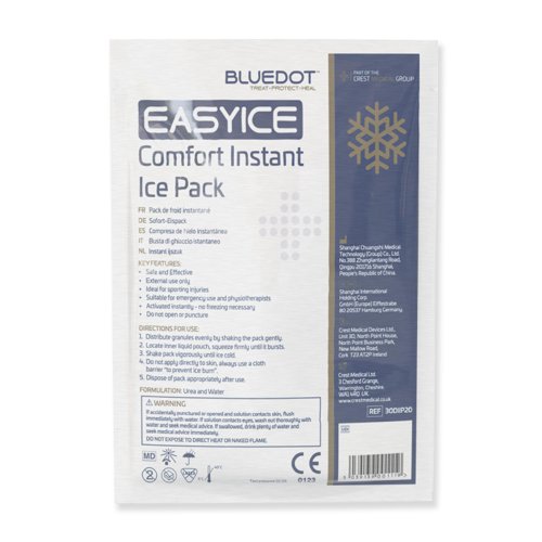 The Easy Ice Comfort Ice Pack is the ultimate solution for instant cold therapy. Specifically designed for addressing bruising, muscle injuries, swelling, and more, this product stands out with its non-woven cover that is gentler on the skin. By reducing blood flow around injured muscles, it aids in alleviating pain and minimising inflammation. Ideal for sports injuries for use by medical and non-medical professionals.The Easy Ice Comfort Ice Pack is not only effective but also user-friendly - no precooling required. Plus, it's a convenient single-use, disposable option, making it a practical choice for hassle-free cold therapy on the move.