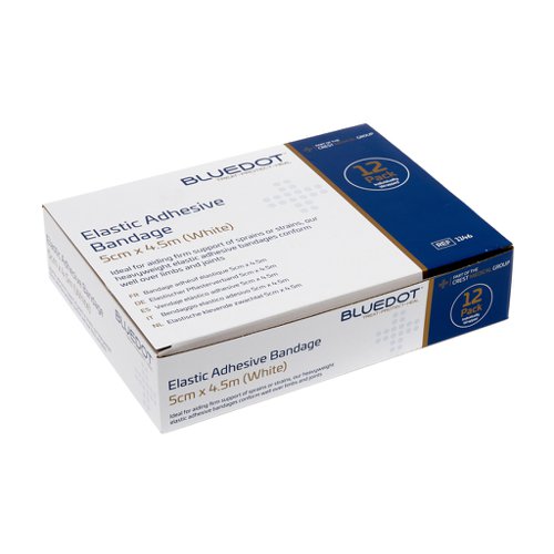 Blue Dot Wrapped White EAB 5cm x 4.5m (Pack 12) - 1146