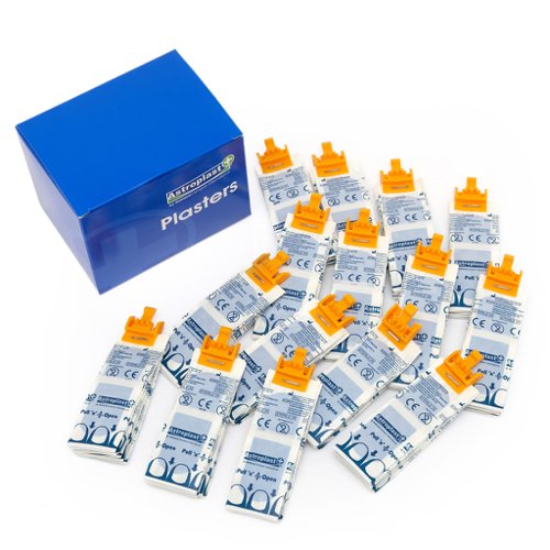 Astroplast Pull N Open Blue Detectable Pilferproof Plasters with Yellow Clips 7.2cm x 2.5cm (Box 15 x Clip 10) - 1205010