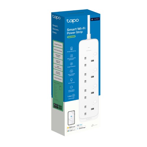 8TP10446259 | Meet MatterMatter is an industry-unifying connectivity standard that promises seamless communication among IoT devices across smart home platforms. Unleash the full potential of your smart home with Tapo Matter products.Energy MonitoringOffers comprehensive insights into your power consumption and supports setting electricity rates to estimate your energy bills; it also supports setting power thresholds and preventing overcharging of mobile phones.Zero-Crossing DetectionZero-Crossing Detection addresses relay contact welding, a key issue in smart plug failures. This technology increases the lifespan of relays by more than 9 times compared to other sockets, which means you will never have to worry about equipment damage due to relay failure again. Tapo is the first to bring this industrial-grade circuit safety control technology to consumer products.Voice ControlUse simple voice commands with Siri®, Alexa, or Google Assistant to conveniently control connected devices without leaving your spot.Schedule & TimerSet schedules to automatically turn on/off connected devices. Perfectly tailored to your lifestyle.Enjoy Easy, Friendly SetupTapo offers users multiple options to simplify configuration experiences. Use Bluetooth to easily onboard the  smart power strip with the Tapo app. Users can also set up Tapo P304M by scanning the included code with any Matter-compatible app, such as the Alexa app, Google Home app, and Apple Home app.