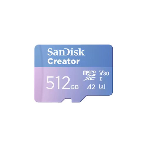 SanDisk Creator 512GB UHS-I Class 10 MicroSDXC Memory Card and Adapter