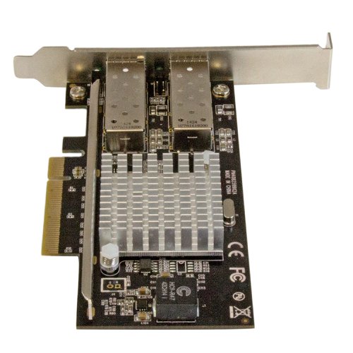 8ST10056937 | Get fast, high-bandwidth connectivity with this cost-effective fibre network card. It adds two open SFP+ slots to your server or high-powered workstation, giving you an easy way to connect your server or workstation to a 10 Gigabit fibre network using the SFP+ modules of your choice.Transfer files at faster speedsLarge file transfers, multimedia content and increased numbers of network users create constant pressures for more bandwidth in your network infrastructure. This fibre NIC lets you harness the speed and stability of a 10 Gigabit network. The NIC supports data transfers at up to 10Gbps per port, or up to 20Gbps per port in full-duplex mode.Add scalable network connections to your server or workstationThe fibre NIC is compatible with most 10GbE SFP+ transceivers, giving you flexible configuration options to connect your computer directly to a fibre network at greater distances.The card features two open SFP+ slots with support for interchangeable SFP+ modules, including the StarTech.com 10GBase-SR SFP+ Fiber Transceiver Module (SKU: SFP10GSRST). This gives you the option to use the modules that best suit your network needs based on distance and connector type. StarTech.com SFP+ Cables provide a dependable solution for linking telecom and data communications equipment, such as routers and switches.Enhance your network capabilitiesThe 10 Gigabit network card features the Intel® 82599 chipset, designed to deliver the power, performance and enhanced capabilities you need for reliable network connections to your server or computer. The Intel chip offers many advanced features including Intel® Virtualization Technology for connectivity, PXE network boot support and up to 15K jumbo frame support.The PEX20000SFPI is backed by a StarTech.com 2-year warranty and free lifetime technical support.