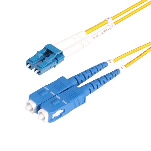 OS2 LC to SC Single Mode Duplex Fiber Optic Patch cable facilitates connectivity across 100G networks. It supports Coarse Wavelength Division Multiplexing (CWDM) across an extended wavelength range of 1260-1625nm, improving channel isolation for optimal signal strength over long distances.CompatibilityThis 9/125µm Single Mode fibre cable supports 1260-1625nm laser-optimized sources and is ideal for critical connections between servers, switches, and data centre equipment. It is backward compatible with OS1 networks, ensuring a reliable connection in legacy fibre environments.Engineered for Optimal PerformancePrecision-manufactured ceramic ferrules ensure accurate fibre alignment for an insertion loss below 0.3dB. Ultra Physical Contact (UPC)-polished LC to SC fibre ends greatly improve return loss characteristics over older PC polishing techniques. The Bend Insensitive fibre core is surrounded by a layer of low refractive index material. This material reduces the amount of light that can escape the fibre cable by reflecting the light back into the fibre. The OS2 fibre patch cord is engineered for low attenuation and performance that exceeds ITU-T G652.D/G657.A1 and IEC60703-2-50 type B1.3/B6.a1 industry standards.LSZH Cable JacketHoused in a Low-Smoke Zero-Halogen (LSZH) flame-retardant jacket, the OS2 fibre cable emits low smoke and toxic fumes when exposed to extreme heat or in the event of a fire. This enables safer cable installations in areas with poor ventilation including some industrial settings, self-contained environments such as trains and aircraft, as well as residential settings where compliance with building codes must be considered.Each OS2 fibre cable is individually tested for insertion loss performance and includes a test report, for guaranteed compatibility and 100% reliability.