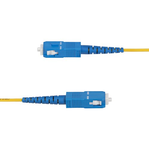 OS2 LC to SC Single Mode Simplex Fiber Optic Patch cable facilitates connectivity across 40G/100G networks. It supports Coarse Wavelength Division Multiplexing (CWDM) across an extended wavelength range of 1260-1625nm, improving channel isolation for optimal signal strength over long distances.CompatibilityConnect to single-fibre networking devices including simplex patch panels, SFP transceivers, and fibre NICs. This 9/125µm OS2 simplex single mode fibre patch cord is backward compatible with OS1 networks, ensuring a reliable connection in legacy fibre environments.Engineered for Optimal PerformancePrecision-manufactured ceramic ferrules ensure accurate fibre alignment for an insertion loss below 0.3dB. Ultra Physical Contact (UPC)-polished LC to SC fibre ends greatly improve return loss characteristics over older PC polishing techniques. The Bend Insensitive fibre core is surrounded by a layer of low refractive index material. This material reduces the amount of light that can escape the fibre cable by reflecting the light back into the fibre. The OS2 fibre patch cord is engineered for low attenuation and performance that exceeds ITU-T G652.D/G657.A1 and IEC60703-2-50 type B1.3/B6.a1 industry standards.LSZH Cable JacketHoused in a Low-Smoke Zero-Halogen (LSZH) flame-retardant jacket, the OS2 fibre cable emits low smoke and toxic fumes when exposed to extreme heat or in the event of a fire. This enables safer cable installations in areas with poor ventilation including some industrial settings, self-contained environments such as trains and aircraft, as well as residential settings where compliance with building codes must be considered.Each OS2 fibre cable is individually tested for insertion loss performance and includes a test report, for guaranteed compatibility and 100% reliability.