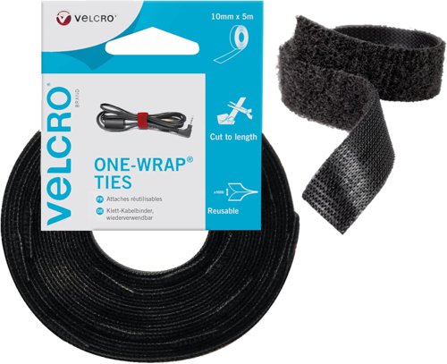 VELCRO OneWrap Ties Black 10mmx5m - 40100