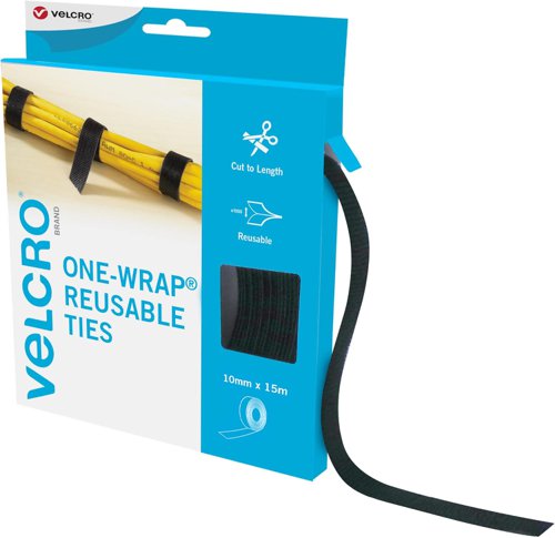 VELCRO OneWrap Reusable Ties BK 10mmx15m - 11808