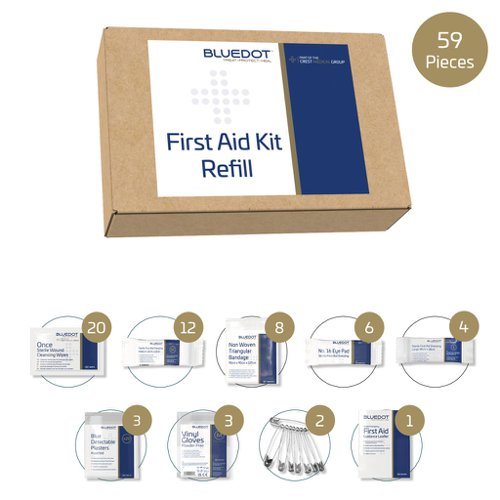 Blue Dot HSE CATERING 1-50 Person First-Aid Kit Refill - 50RF