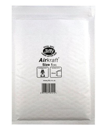 AirKraft Size 1 Bubble Lined Mailer White (Pack of 100) MAKC88004