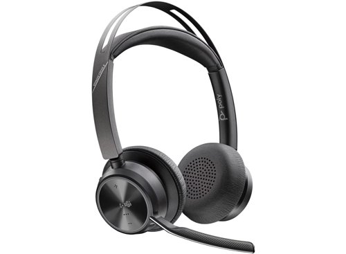 HP Poly Voyager Focus 2 Bluetooth Active Noise Cancelling Headset - Certified for Microsoft Teams and Zoom - USB-A to USB-C Adapter