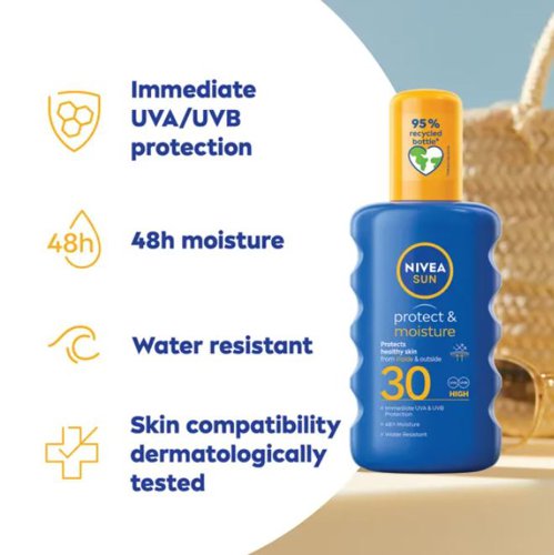 Nivea Sun Protect and Moisture Sun Cream Lotion Spray SPF 30 Pump Bottle 200ml 707931