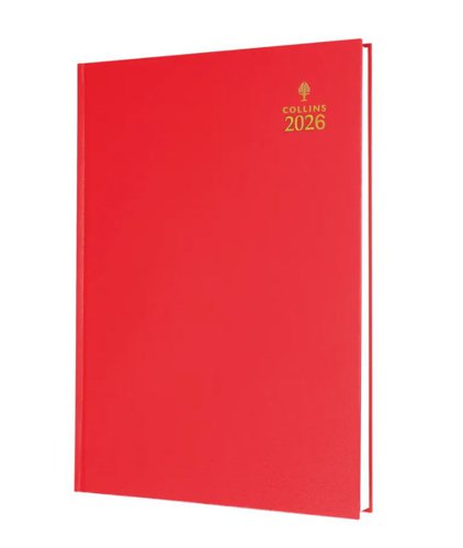 Collins 52 Desk Diary A5 Day to Page 2026 Red 52.15-26 - 823308