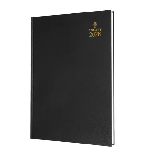 Collins 52 Desk Diary A5 Day to Page 2026 Black 52.99-26 - 823306