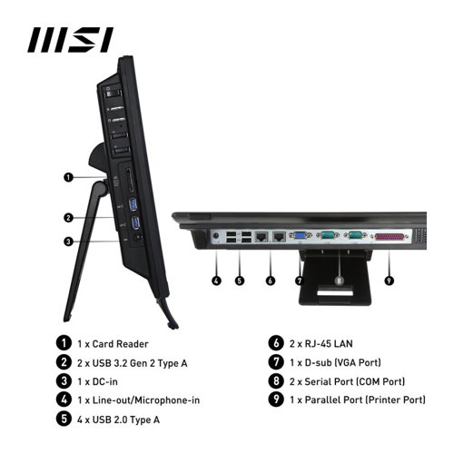 8MS10449884 | The PRO AP162T ADL is the ultimate computing solution for professionals who demand optimal efficiency. With its compact design and powerful features, this All-in-One PC is guaranteed to give a competitive edge in professional work.Don't settle for less - upgrade to the PRO AP162T ADL today and experience true productivity.PRO AP162T ADL is designed for commercial use as a Point of Sale (POS) terminal. It offers a stable and efficient platform for businesses and comes equipped with features tailored for POS setups. PRO AP162T ADL has 2x COM and 6 x USB ports for easy connection to commercial POS devices such as barcode scanners, credit card reader, and receipt printers, etc.Built-in parallel printer port for direct printing and editing of documents, reducing the risk of data leakage when using public printer devices.PRO AP162 Series features a fanless heat dissipation design that is silent, anti-dust, and energy efficient, resulting in reduced downtime and an extended life-cycle.dTPM 2.0 technology provides hardware-based security functions. Sensitive data and passwords can be stored with encryption for advanced protection.With the Dual LAN Design, the PRO AP162T ADL will always be your backup and support the Internet/Intranet dual network environments, which can enhance security by turning the LAN connection on or off. With this flexible design, users have the option to turn off the internet for LAN1 from the BIOS settings, while enabling the intranet for LAN2. This feature makes it more difficult for attackers to access critical data and systems.