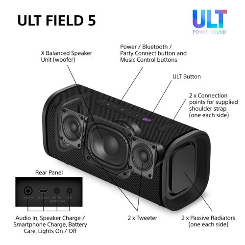 Sony ULT FIELD 5 Portable Black Bluetooth Speaker