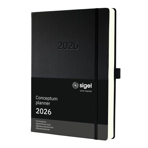 Sigel Conceptum Appointment Diary 2026 A4+ Day Per Page Vertical Black - C2604