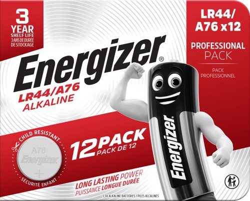Energizer Alkaline LR44 Coin Cell (Pack 12) - 453867