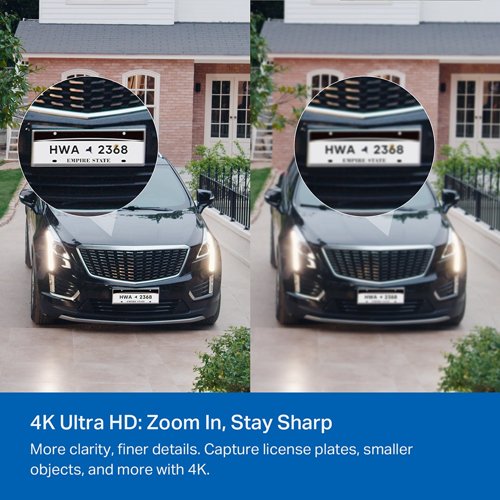 8TP10451522 | Always-on security meets 4K clarity - 4K battery-powered security WiFi camera.4K resolution has 4 x the number of pixels compared to 1080p. This results in greater image clarity, finer details, and a sharper picture. Capture license plates, smaller objects, and more with 4K. Utilising an Edge Improvement algorithm, the Tapo C460 delivers crisper edges and finer details, from facial features to text and even plant textures. With a highly sensitive starlight sensor and integrated spotlights, enjoy full-colour night vision. Enhanced colours offer improved context and detail for quicker, more accurate observations.This battery-powered Wi-Fi camera provides 100% wire-free installation. Use the magnetic base to lock on to any iron surface or mount it on the wall with wire-free versatility.With its remarkable 10,000mAh built-in rechargeable battery, Tapo C460 reduces the frequency of recharges, providing up to 200 days of uninterrupted performance on a single charge.Enjoy a maintenance-free security experience with the Tapo Solar Panel (sold separately), ensuring uninterrupted power supply.The Tapo C460 can connect to both 5 GHz and 2.4 GHz WiFi bands for range flexibility. The 5 GHz connection offers faster speeds at shorter distances while the 2.4 GHz connection provides a longer range.