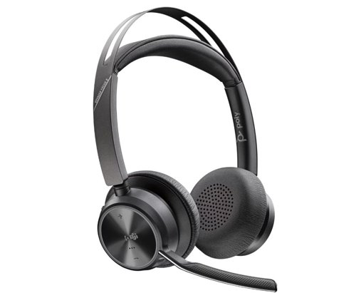 POLY Voyager Focus 2 Microsoft Teams Certified USB-C-C Headset plus USB-C/A Adapter and Charging Stand
