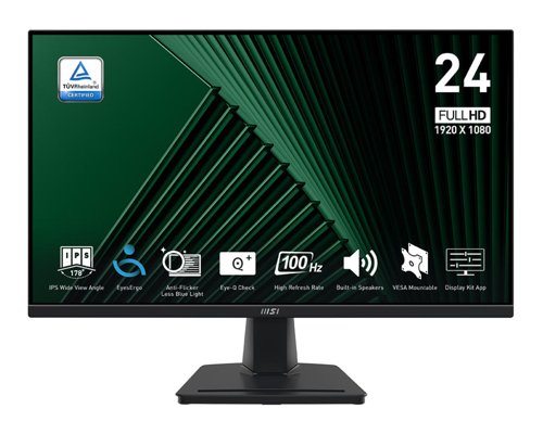 MSI Pro MP245G 24 Inch 1920 x 1080 Pixels Full HD IPS Panel HDMI DisplayPort VGA Business Monitor