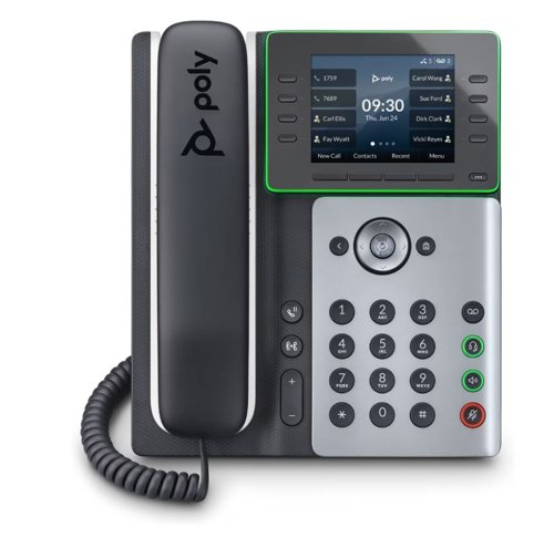 HP Poly E350 IP Desktop Phone with Bluetooth and Wi-Fi - 32 Lines; 2 x Gigabit Ports; PoE; 3.5-Inch Colour LCD Display