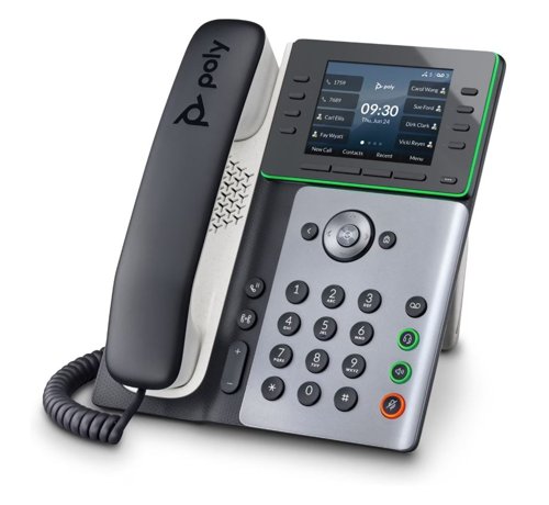 HP Poly E350 IP Desktop Phone with Bluetooth and Wi-Fi - 32 Lines; 2 x Gigabit Ports; PoE; 3.5-Inch Colour LCD Display