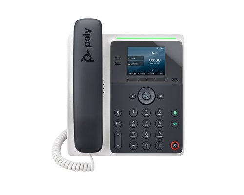 HP Poly E100 IP Desktop Phone - 8-Lines; 2 x Gigabit Ports; PoE; 2.8-Inch LCD Colour Display