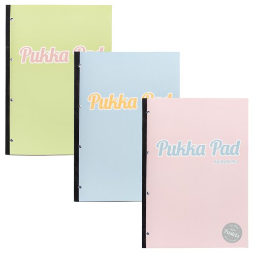 Pukka Pad A4 Refill Pad Ruled 160 Pages Pastel Blue/Pink/Mint (Pack 3) - 2015-PST