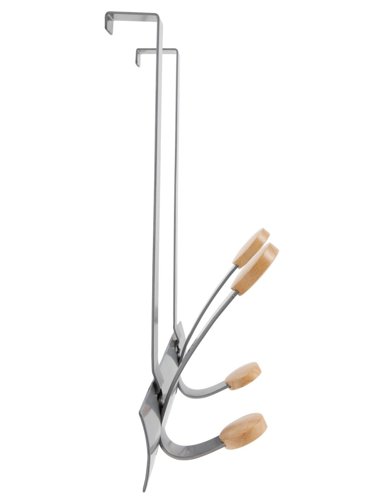 Alba Coat Hooks 2 Double Pegs Silver Grey Steel/Light Wood L36.7xW30x15cm - PMV2P