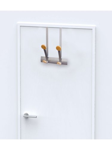 Alba Coat Hooks 2 Double Pegs Silver Grey Steel/Light Wood L36.7xW30x15cm - PMV2P