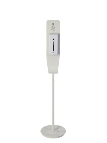 Alba Automatic Hand Sanitiser Dispenser 1 Litre Height 164cm Steel Frame White - MHGEL