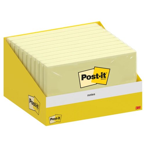 Post-It Notes Retail Display 76x127mm 100 Sheets Canary Yellow (Pack 10) - 7100317839