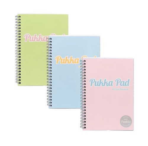 Pukka Pad Jotta A5 Wirebound Card Cover Notebook Ruled 200 Pages Pastel Blue/Pink/Mint (Pack 3) - 2011-PST