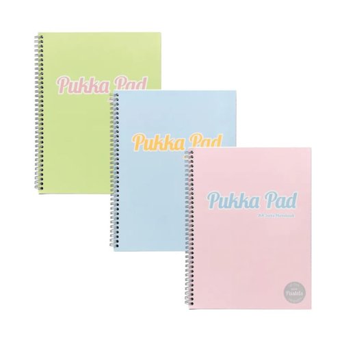 Pukka Pad Jotta A4 Wirebound Card Cover Notebook Ruled 200 Pages Pastel Blue/Pink/Mint (Pack 3) - 2010-PST