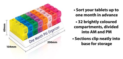 Aidapt Colourful One Month Pill Organiser VM931AC  PIA71760