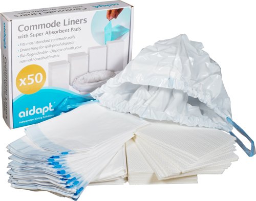 Aidapt Commode Liners with Absorbent Pads (Pack of 50) VS216CL  PIA84529