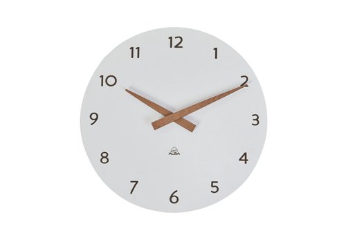 Alba Quartz Wall Clock 300mm Diameter White/Walnut - HORMILENA BC