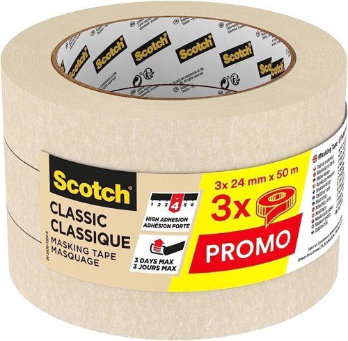 Scotch Classic Masking Tape 24mm x 50m (Pack 3) - 7100212740